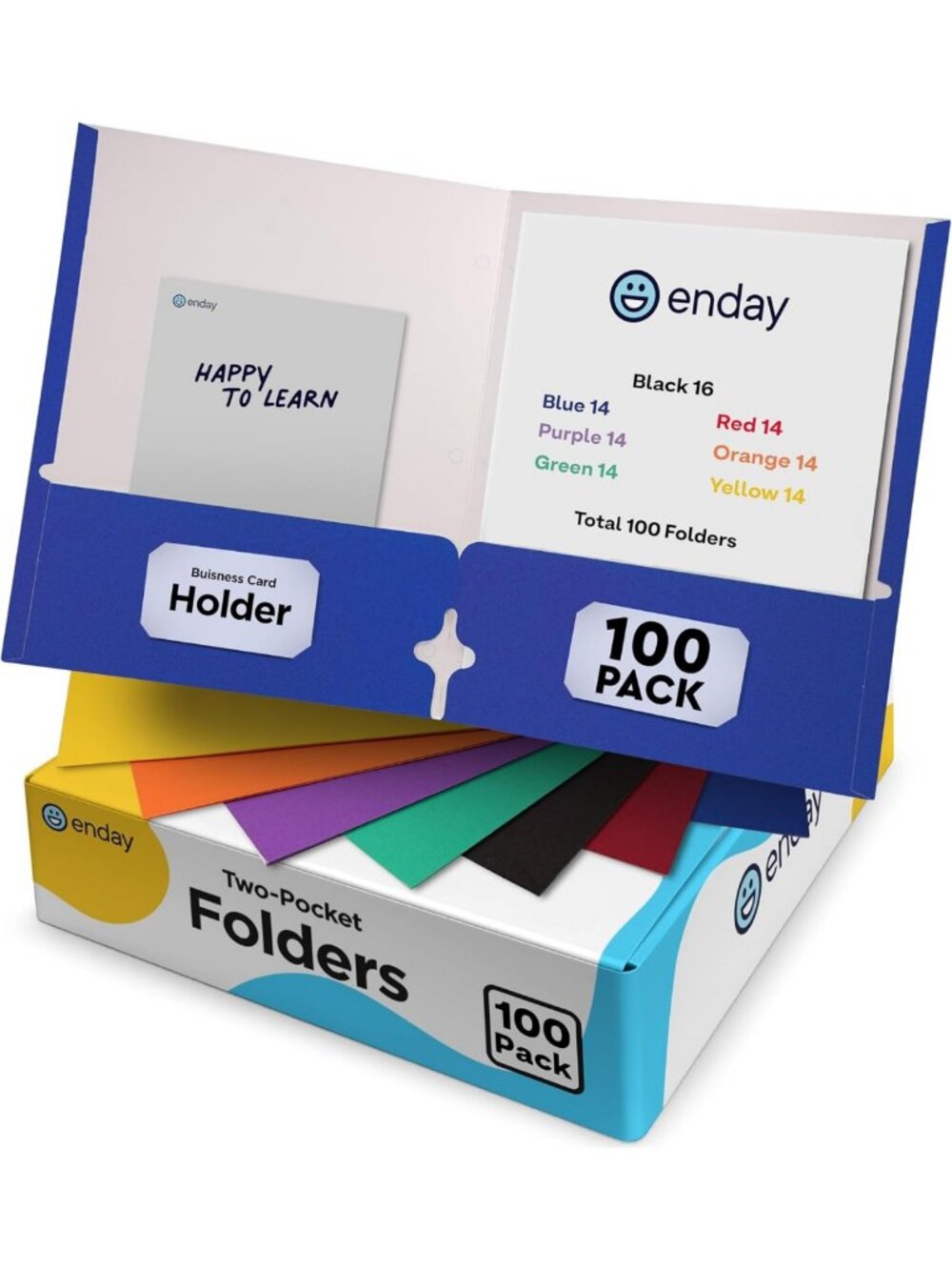Assorted Color Two Pocket Paper Folders (100 Pack) - Premium Quality Letter Size
